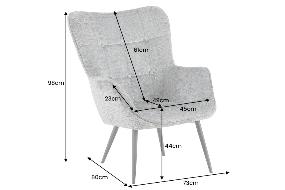 Design Sessel SCANDINAVIA rost braun Chenille Cremona schwarz Metall mit Armlehne