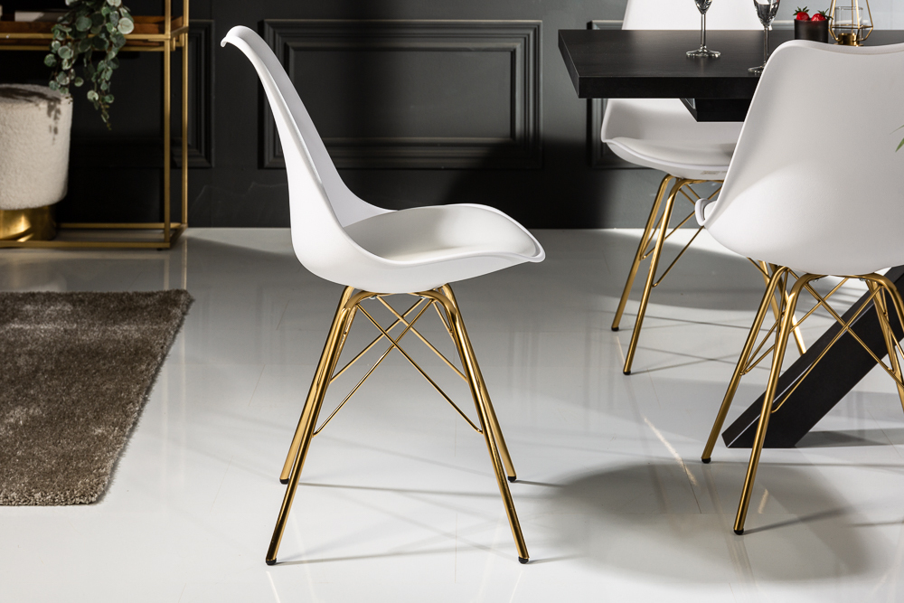 Design Stuhl SCANDINAVIA MEISTERSTÜCK weiß goldene Beine Design Stuhl SCANDINAVIA MEISTERSTÜCK weiß goldene Beine