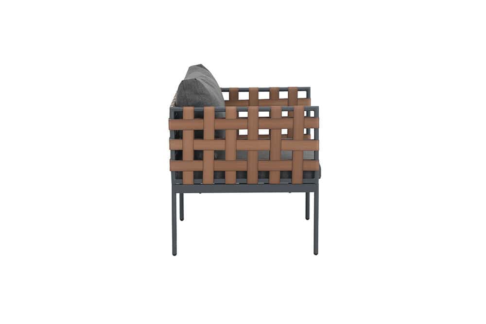 In- und Outdoor Lounge-Sessel UNIQUE 70cm schwarz braun grau Aluminium inkl. Kissen