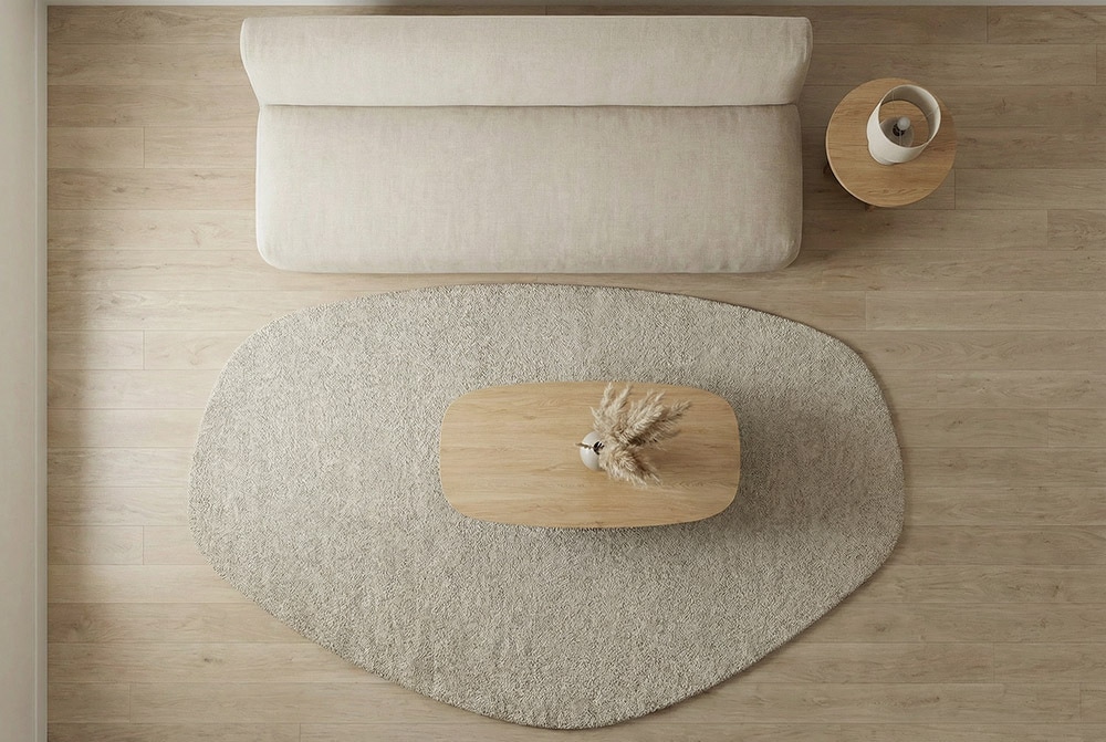 Design Teppich ORGANIC 180x120cm taupe Hochflor Indoor-Teppich organische Form