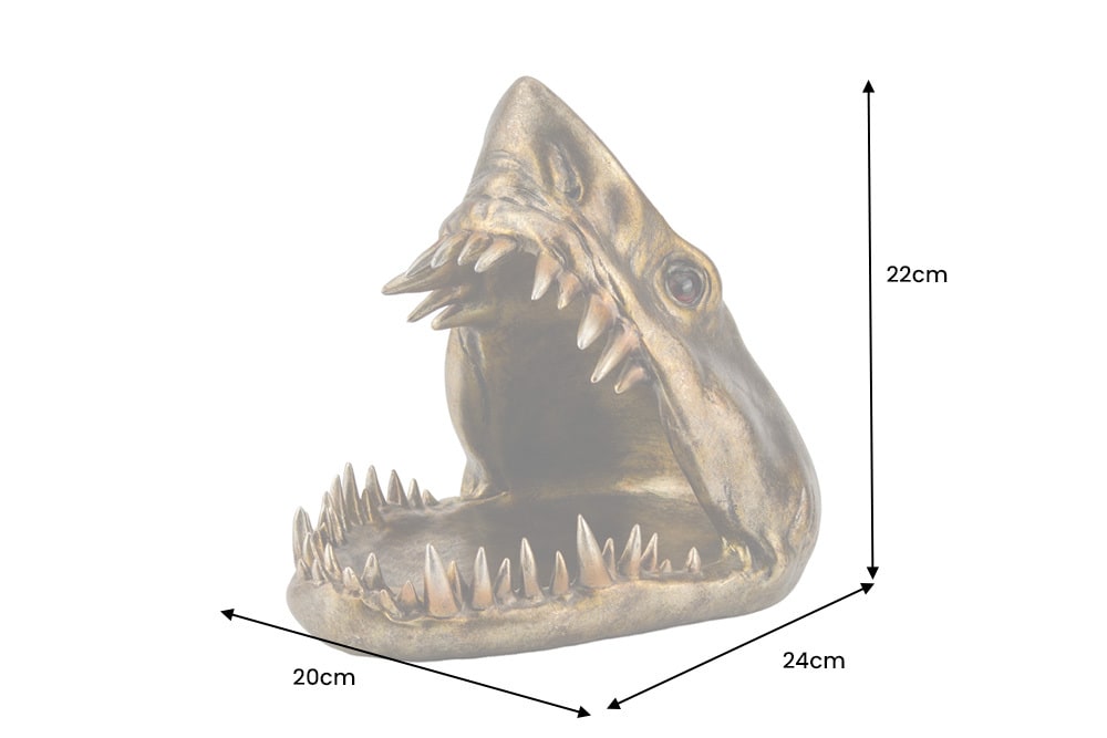Deko-Figur SHARK HEAD 25cm bronze mit Ablagefach handmade