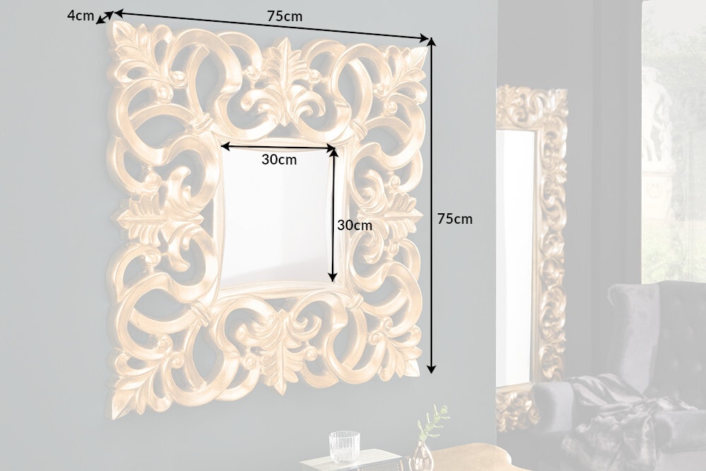 Eleganter Wandspiegel VENICE 75x75cm gold antik Barockstil