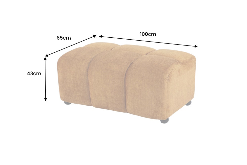 Moderner Hocker CLOUD 100cm senfgelb Vogue Samtstoff Federkern Fußhocker Sitzhocker