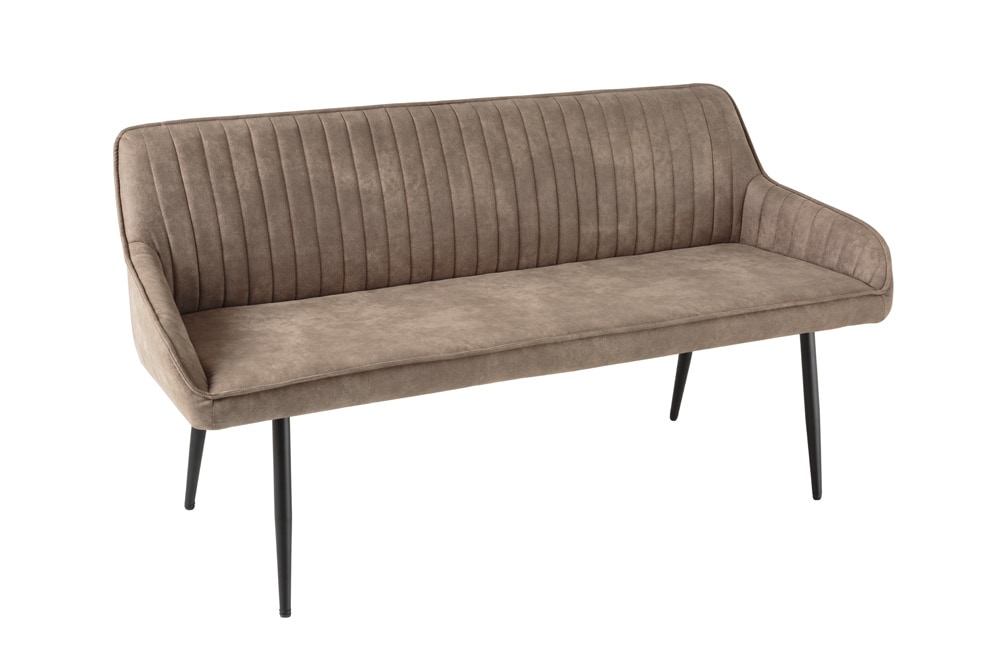 Design Sitzbank TURIN 160cm taupe schwarz Metallbeine mit Armlehne