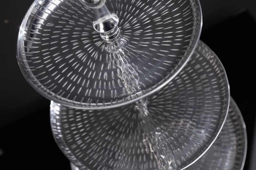 Elegante Etagere ORIENT 50cm silber im Rice Hammerschlag Design mit drei Etagen