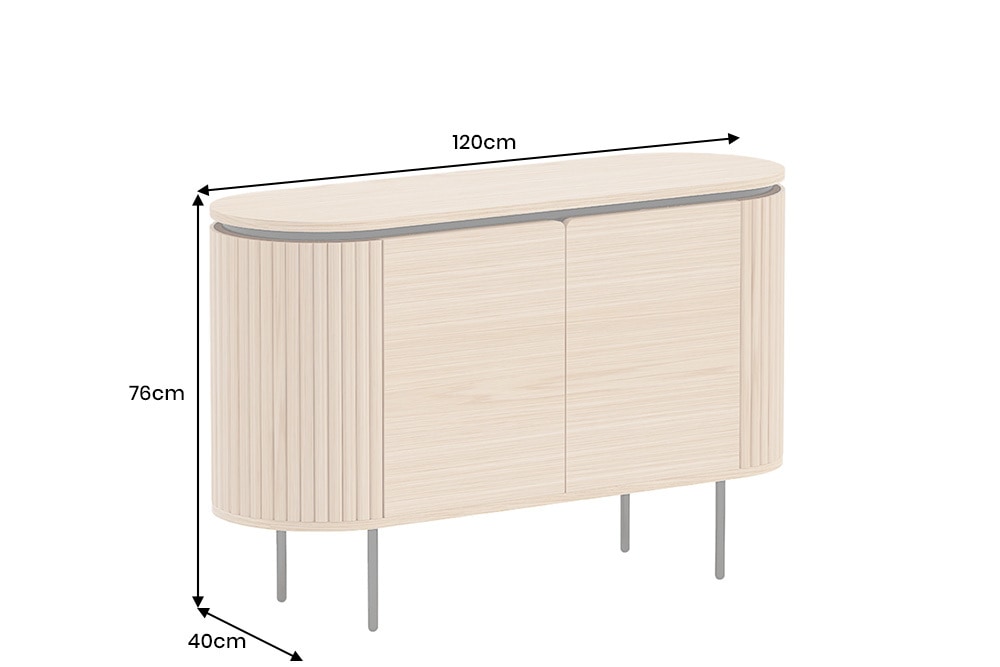 Modernes Sideboard ATELIER 120cm natur Eiche schwarz Metall vier Fächer
