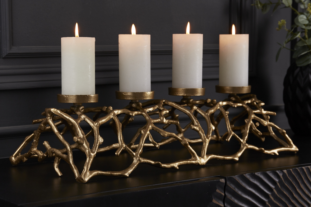 Eleganter Kerzenhalter ABSTRACT 60cm gold für 4 Kerzen