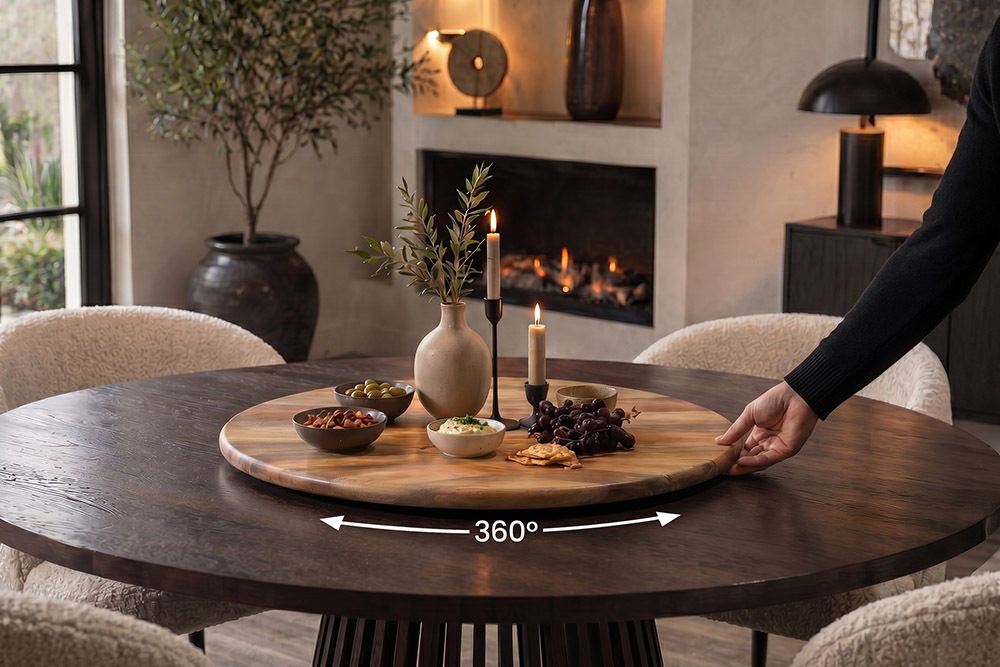 Massiver Drehteller SERVANT 60cm natur Mangoholz drehbare Servierplatte rund » Jetzt kaufen