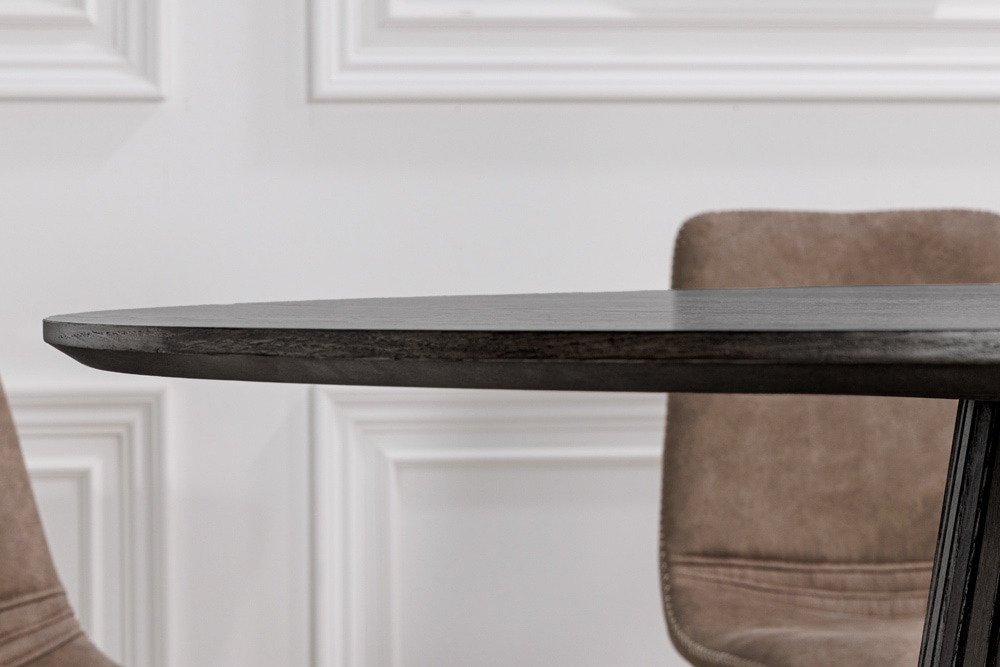 Runder Esstisch VALHALLA WOOD 140cm schwarz Eichenholz Säulenfuß
