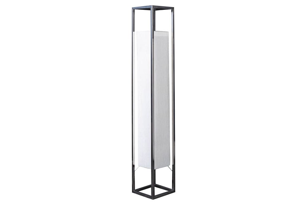 Moderne Stehlampe AGAPUNE 120cm weiß silber mit Papierschirm und Edelstahlgestell