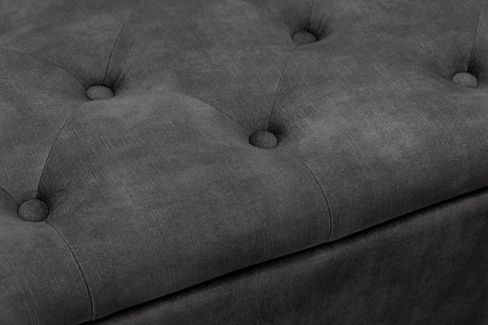 Extravagante Polsterbank EN VOGUE 120cm grau Samt mit Stauraum schwarze Metallbeine