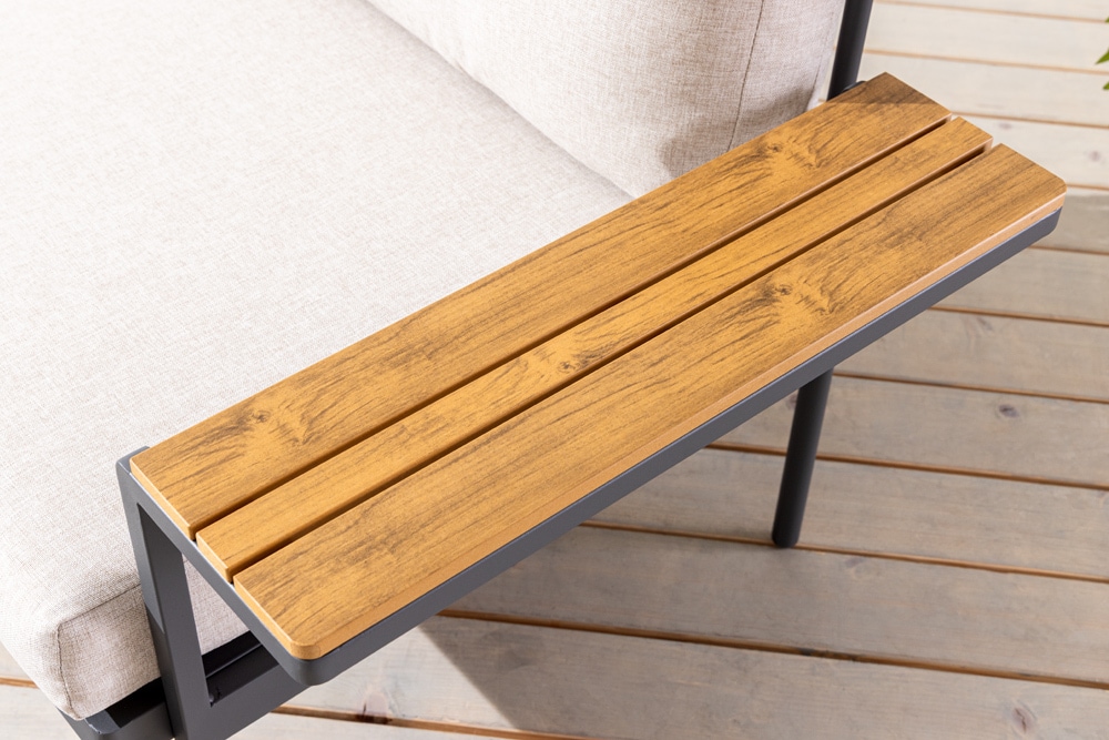 Outdoor Lounge Sitzgruppe MOBILE MODULAR 240cm anthrazit greige inkl. Kissen