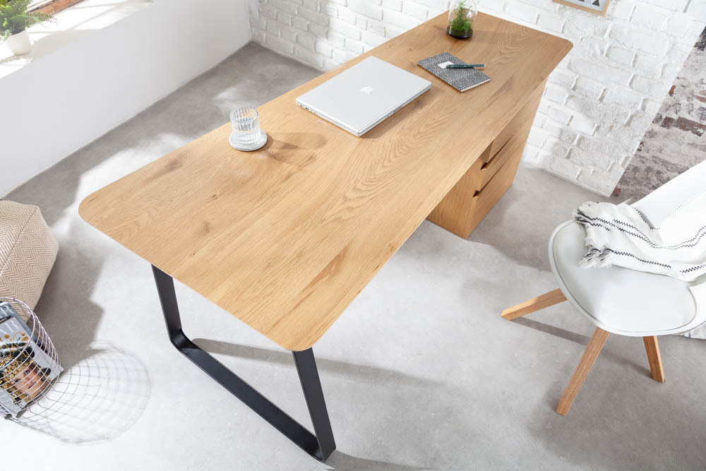 Industrial Schreibtisch STUDIO 160cm Eichenoptik mit 3 Schubladen