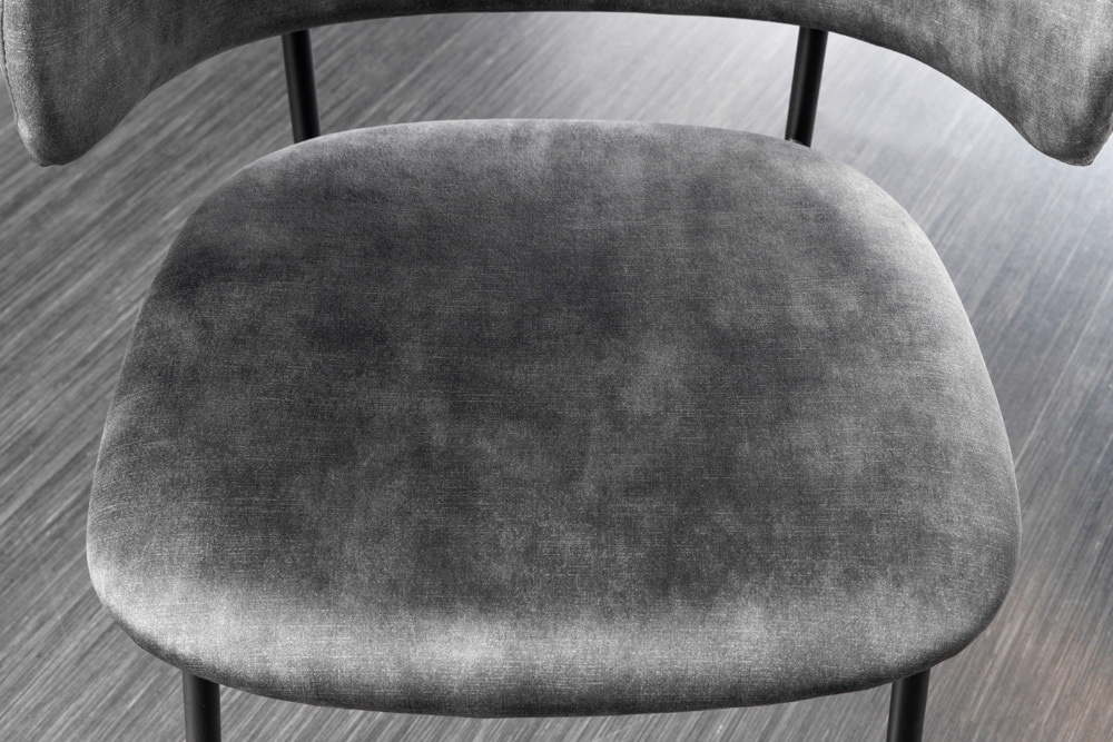 Design Stuhl VOGUE grau Samt schwarze Metallbeine