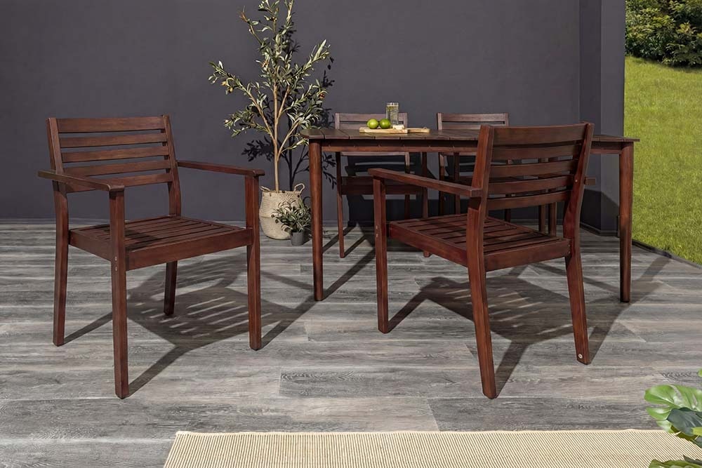 Outdoor Gartenstuhl KOPENHAGEN beige braun Akazie honey finish inkl. Kissen stapelbar