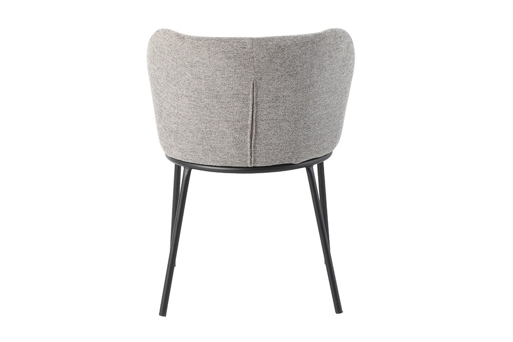 Design Stuhl LYON grau beige Chenille schwarze Metallbeine