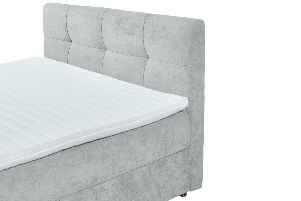 Modernes Boxspringbett TOULOUSE 160x200cm silbergrau inkl. Matratze Topper Stauraum