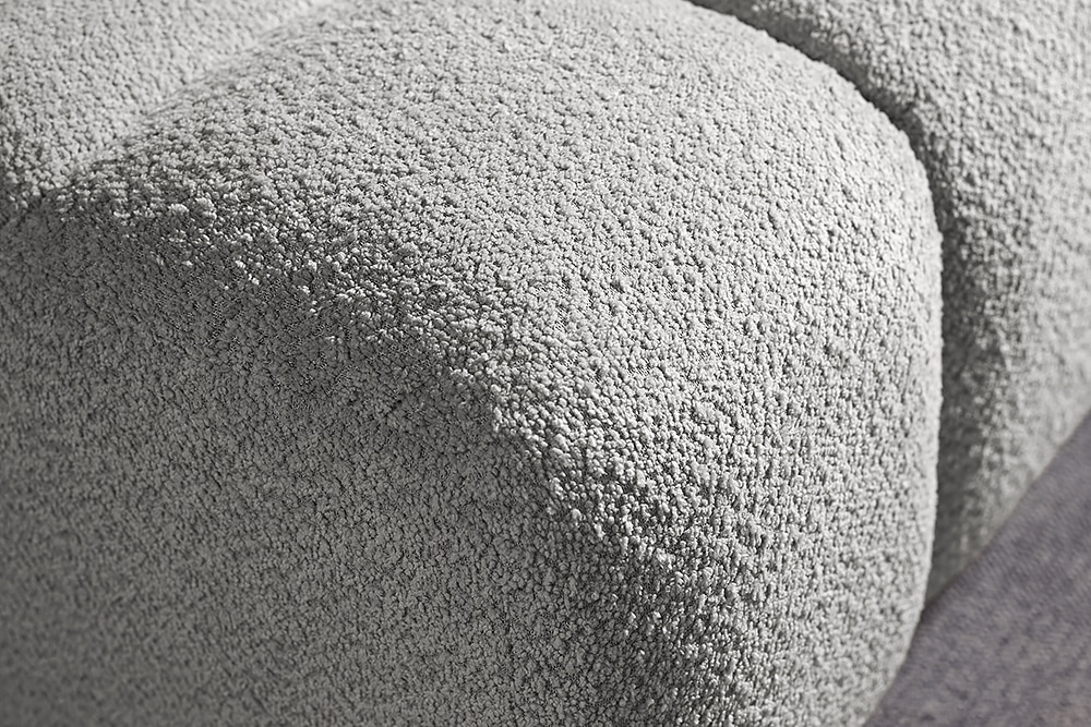 Moderner Hocker CLOUD 100cm grau Bouclé Federkern Fußhocker Sitzhocker