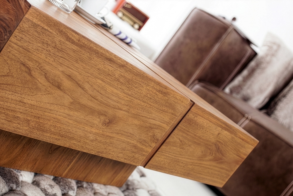 Massiver Couchtisch BOLT 70cm braun Mangoholz honey finish handmade