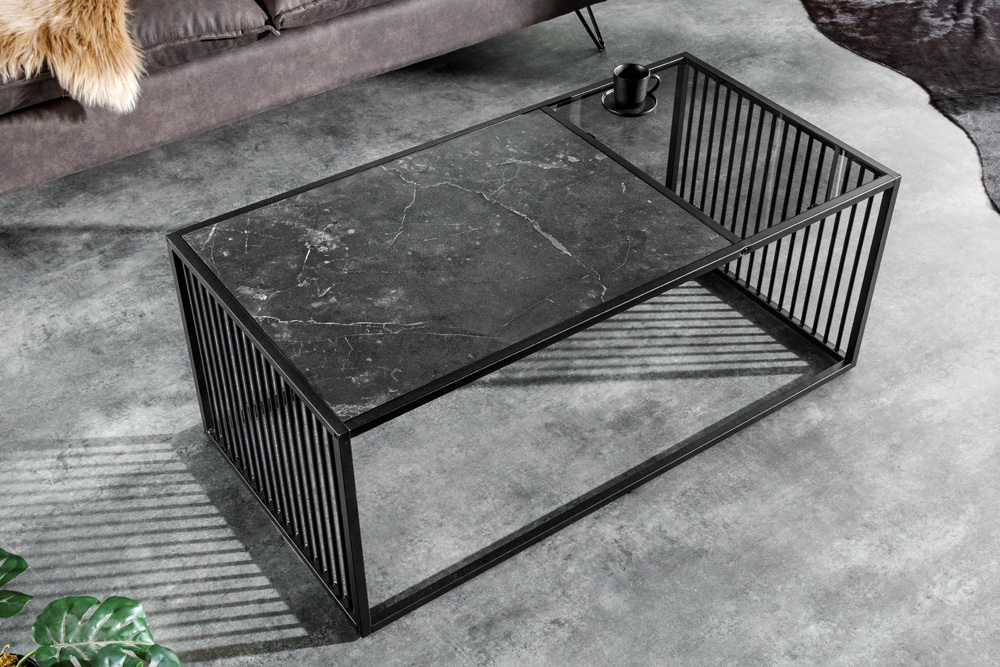 Design Couchtisch ARCHITECTURE 100cm graphit Rauchglas Metall