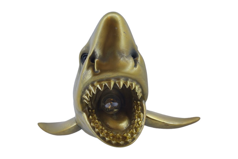 Moderne Wandlampe SHARK 40cm gold Hai-Skulptur handmade