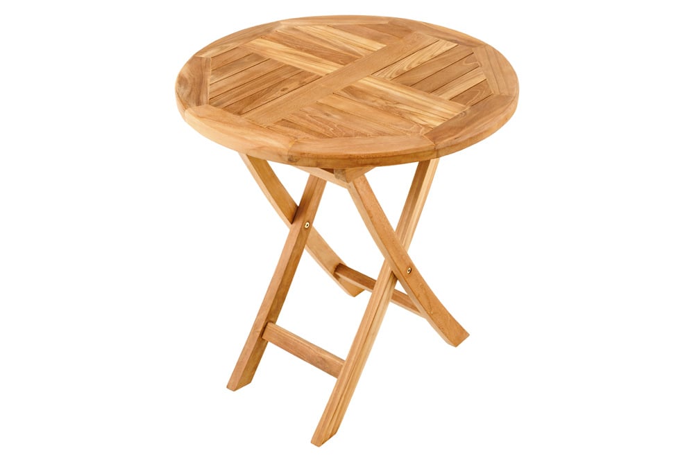 Massiver Gartentisch EMPIRE TEAK 70cm natur Teakholz rund klappbar Balkontisch Outdoor