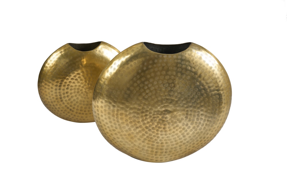 Elegantes Vasen 2er Set ORIENTAL 44cm gold im Grid Hammerschlag Design