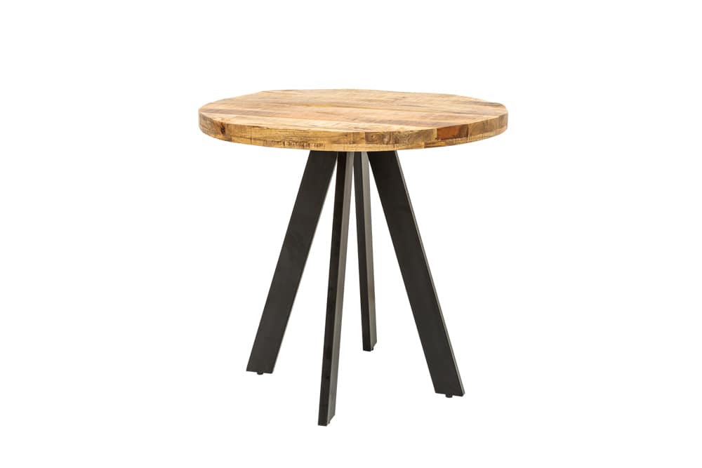 Massiver Esstisch IRON CRAFT 100cm rund natur Mangoholz schwarzes Metallgestell