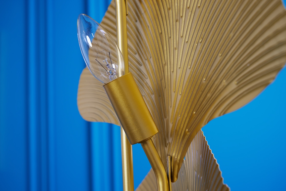 Design Stehlampe GINKGO 160cm gold Metall