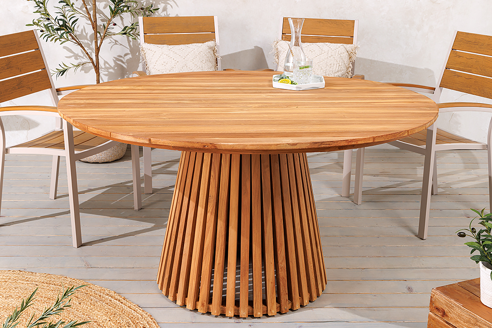 Runder Esstisch EMPIRE TEAK 120cm braun Teakholz Indoor Outdoor wetterfest Runder Esstisch EMPIRE TEAK 120cm braun Teakholz Indoor Outdoor wetterfest