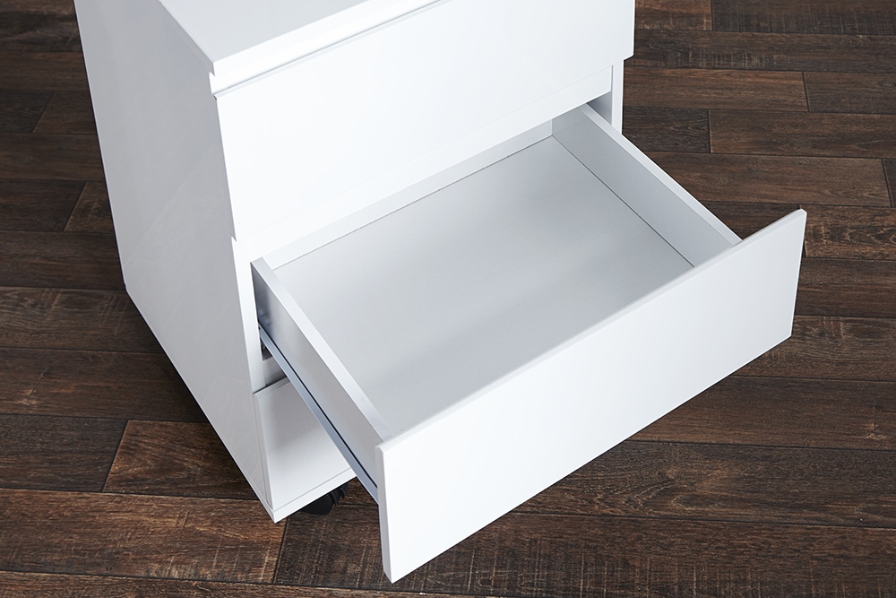 Moderner Rollcontainer BIG DEAL 45cm weiß Hochglanz 3 Schubladen