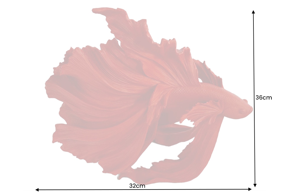 Design Deko Figur Kampffisch CROWNTAIL 35cm rot Betta Fisch Skulptur