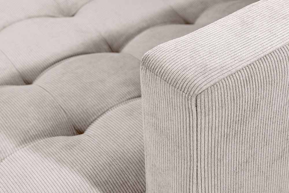 Modernes Ecksofa STOCKHOLM 220cm hellgrau Cordstoff Federkern 3-Sitzer-Sofa