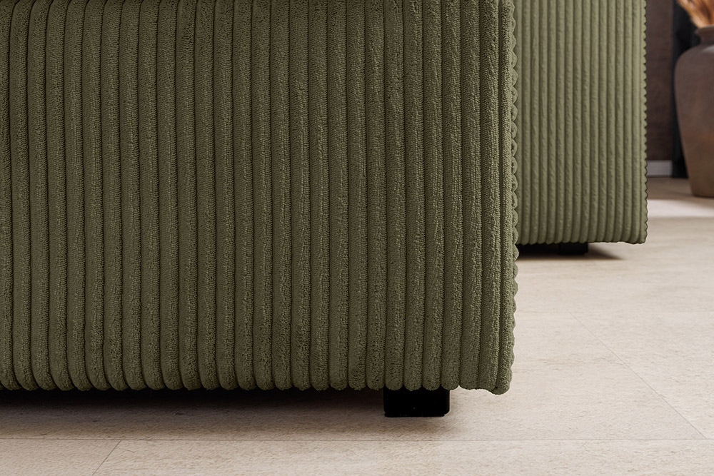 Design Ecksofa ATMOSPHERE XL 245cm grün Cord Federkern inkl. Kissen