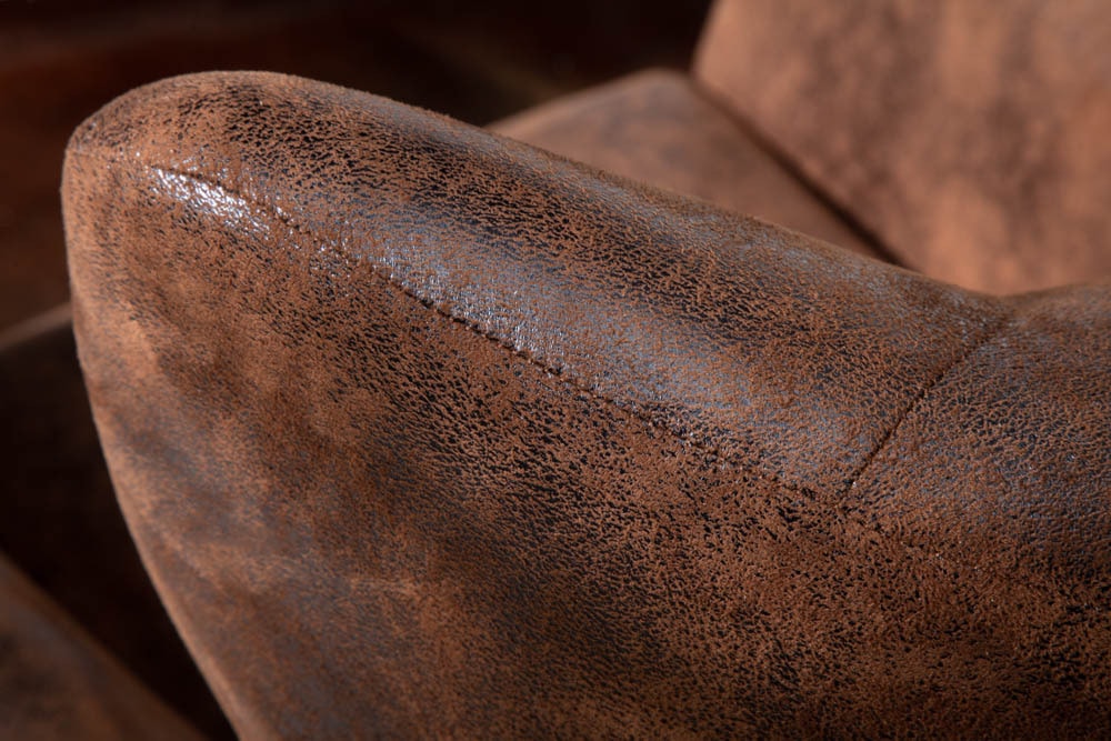 Retro Design Sessel DON antik braun goldene Fußkappen mit Federkern