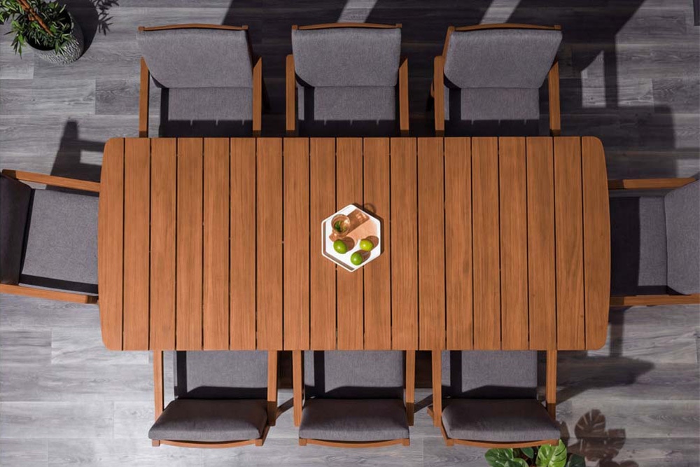 Wetterfester Gartentisch KOPENHAGEN 220cm braun Akazie honey finish Massivholz Outdoor
