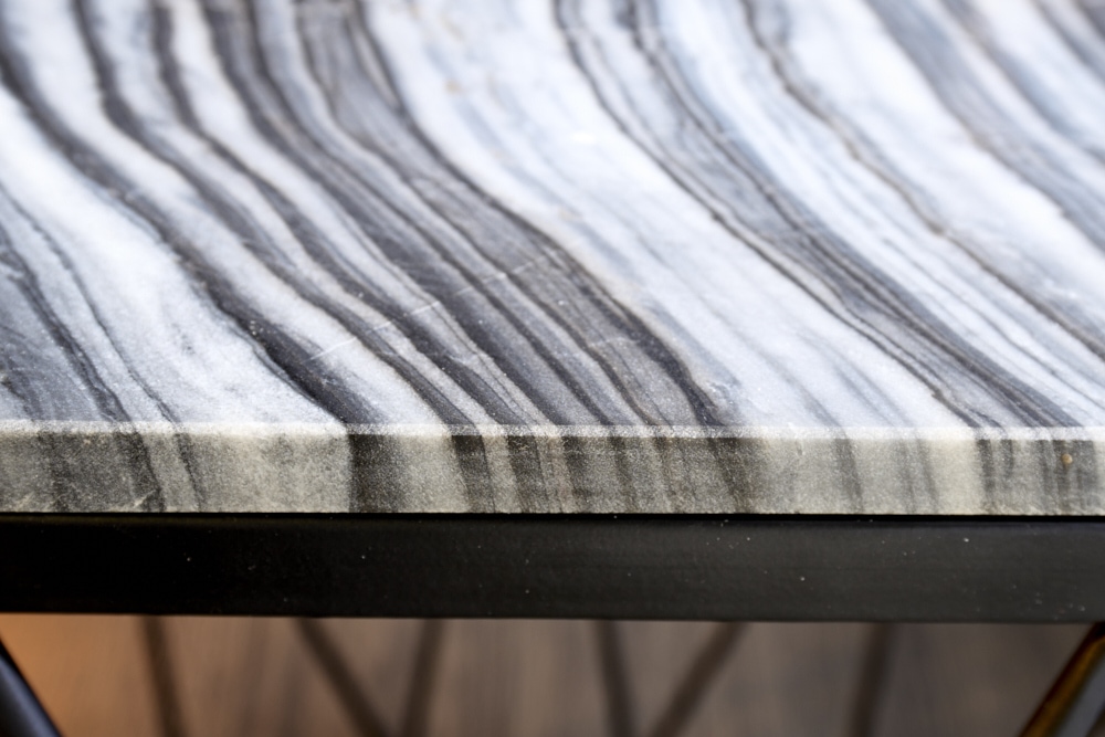 Design Beistelltisch DIAMOND 50cm grau Marmor schwarz Metall
