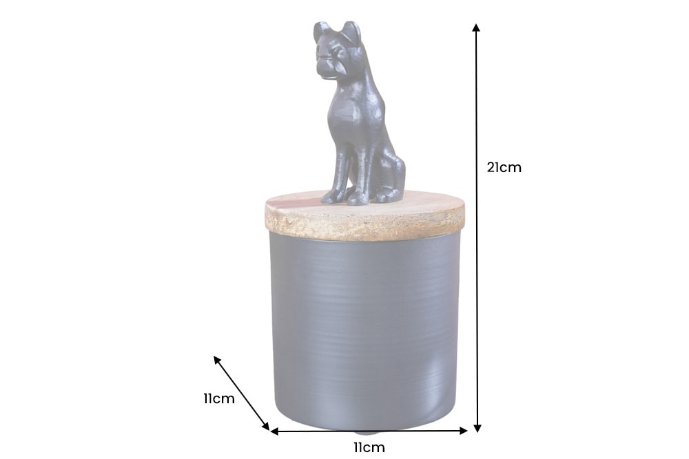 Design Dose PANTHER 20cm schwarz natur Mangoholz Panther-Figur Metall Dekoration