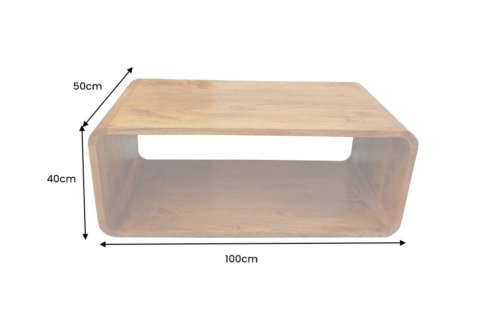 Massiver Couchtisch CUBUS 100cm braun honey finish Mangoholz handmade