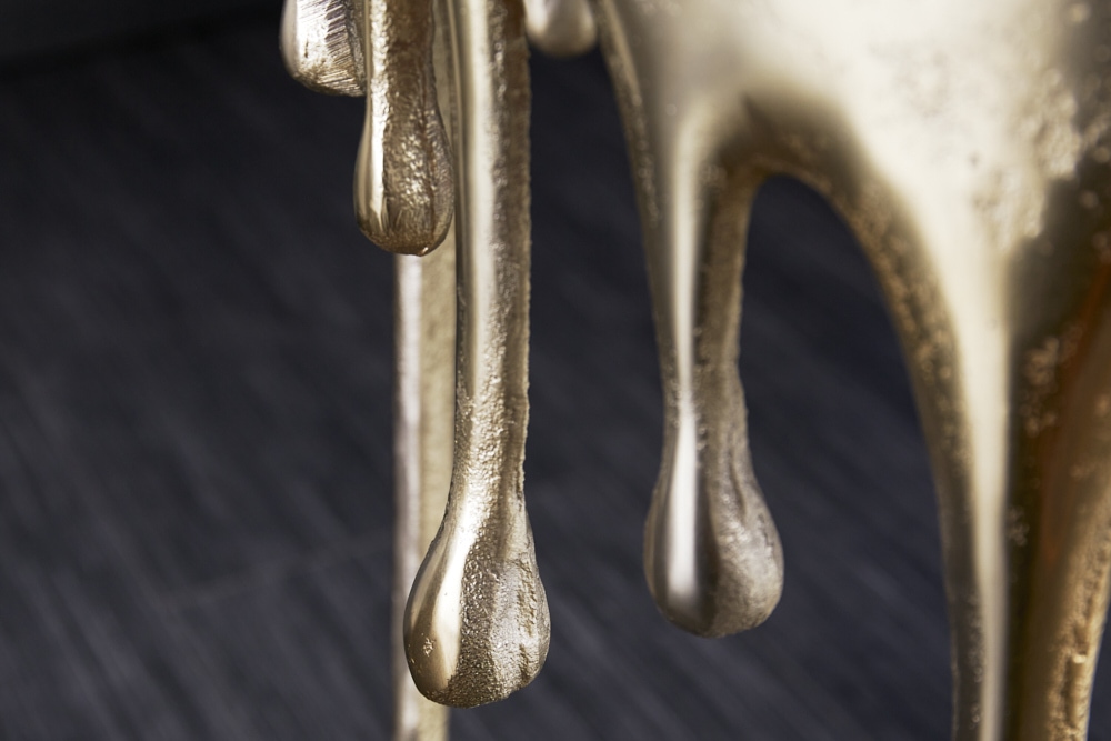 Extravaganter Beistelltisch LIQUID LINE 50cm gold Tropfen-Design Metall Aluminium rund