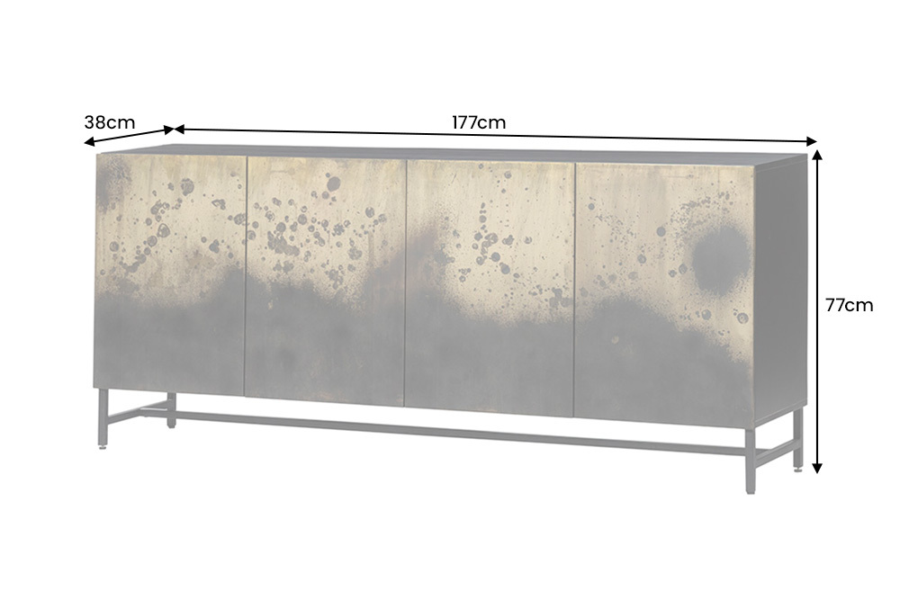 Exklusives Sideboard OXID 180cm schwarz gold massives Mangoholz Metall Soft Close