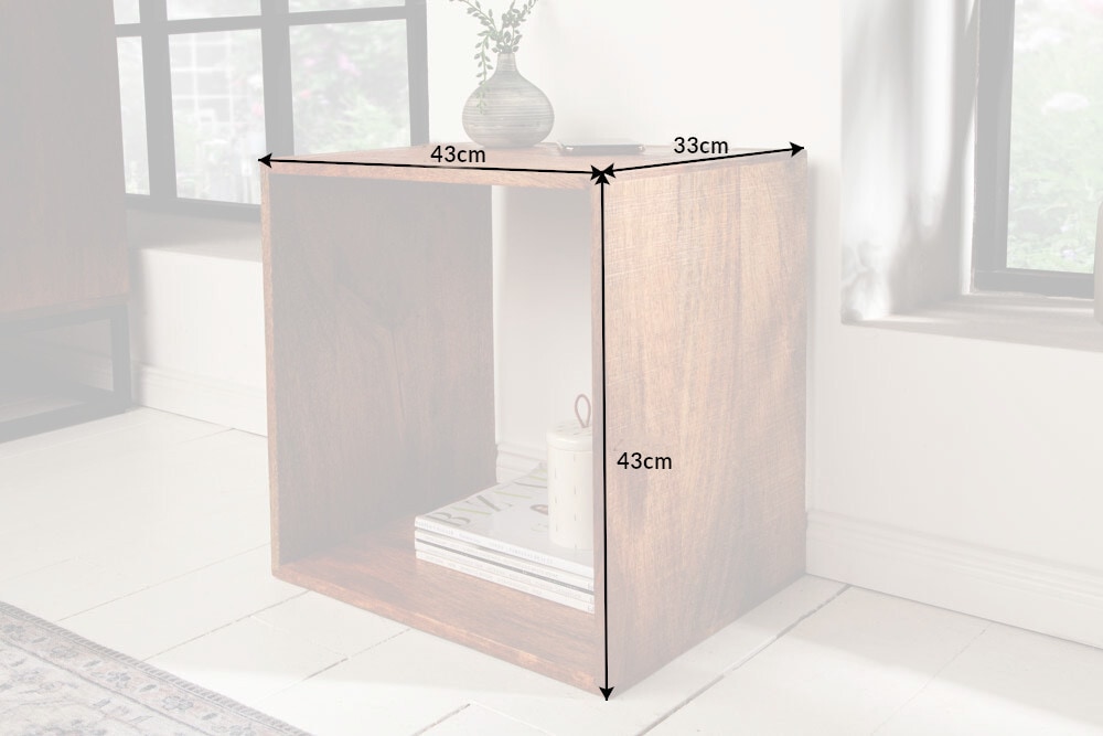 Handgearbeiteter Beistelltisch MAKASSAR 45cm natur Mangoholz Massivholz Nachttisch Regal