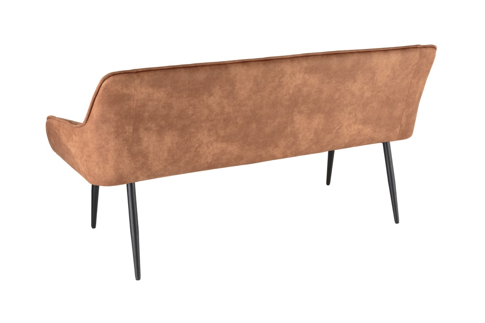 Design Sitzbank TURIN 160cm braun schwarz Metallbeine mit Armlehne