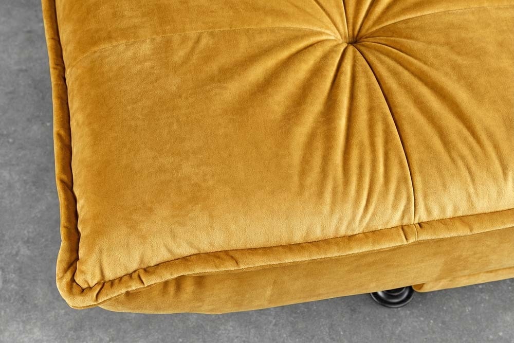 Schlafsofa JAZZ 190cm senfgelb Samt 3-Sitzer Couch