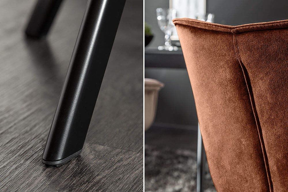 Drehbarer Stuhl THE DUTCH COMFORT rost braun Samt mit Armlehnen Modern Design