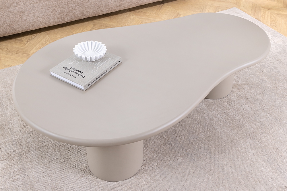 Stilvoller Couchtisch ORGANIKO 130cm cement greige organische Form