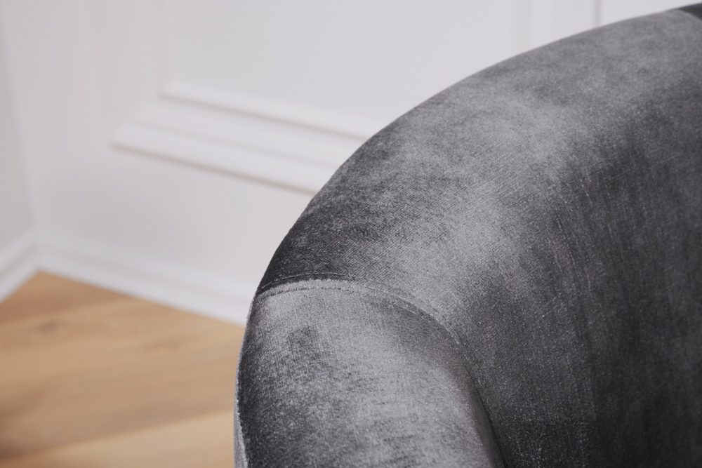 Design Lounge Sessel HEMINGWAY dunkelgrau Samt Armlehnen Cocktailsessel