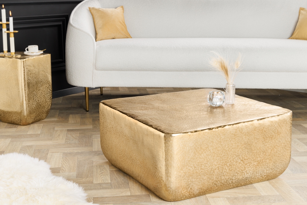 Design Couchtisch UNIT 70cm gold Metall Hammerschlag handmade