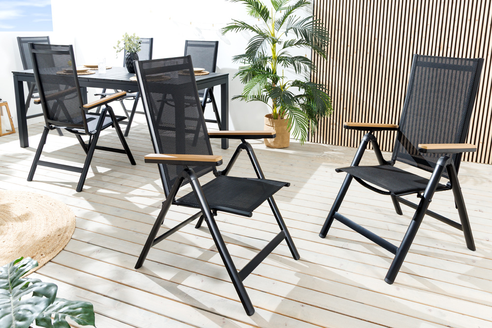 Outdoor Gartenstuhl DESIGNO anthrazit Aluminium klappbar wetterfest Hochlehner