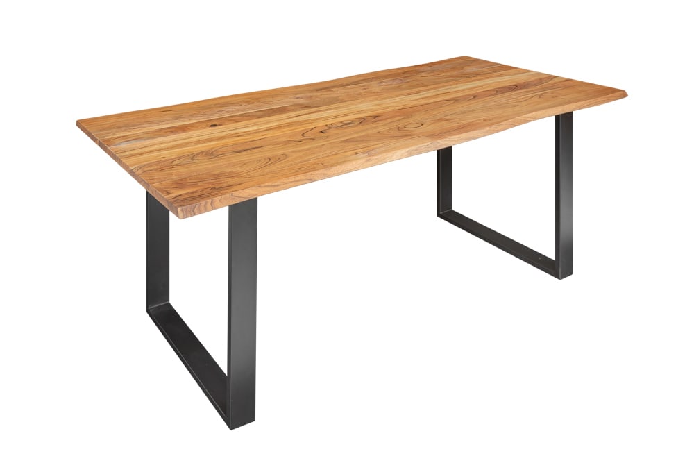 Massivholz Esstisch MAMMUT 180cm Wild-Akazie Baumkante Industrial Design 2,6cm Tischplatte